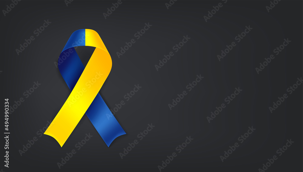 Poster ribbon with ukraine flag color. vector banner with copy space
