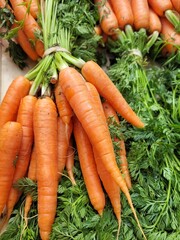 fresh carrots on the market. Vegetables. Healthy food