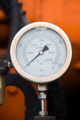 Closeup vertical shot of manometer.