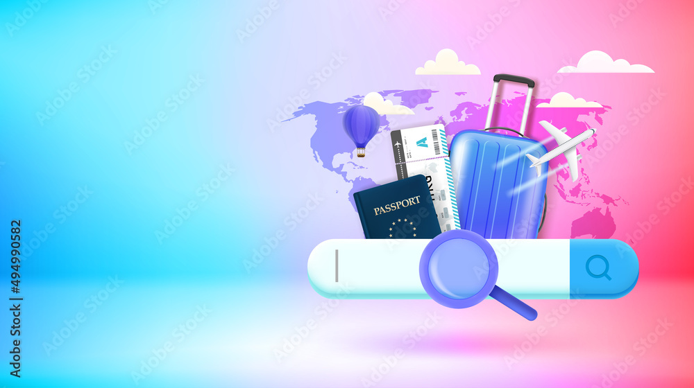Poster searching country to immigratation. vector 3d banner with copy space