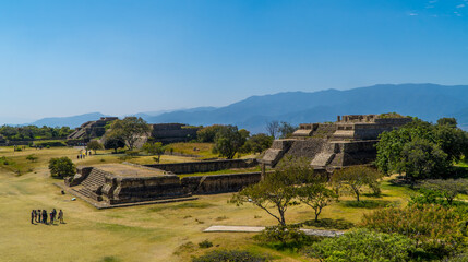 Ancient Zapotec structures inside Monte Alban Archaeological Zone in Mexico