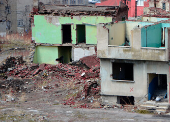 abandoned ruined building waiting to be demolished