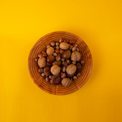 walnut, chestnut and hazelnut snack plate