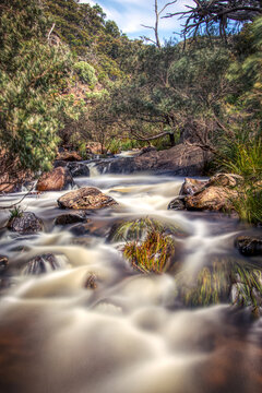 River flowing through rocks in Werribee Gorge State Park, Victoria, Australia