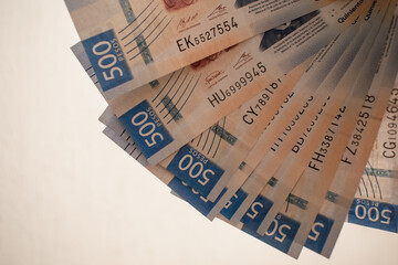 Conjunto de billetes de quinientos pesos mexicanos