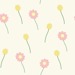 Flowers seamless pattern for trendy print. Nude fashionable palette for summer.
