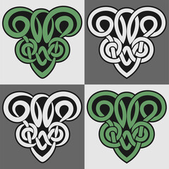 Celtic ornament. Twisted vector. Dark and light ornament isolated on light and dark background.