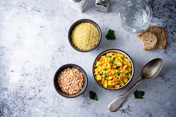 Millet sambar rice in a bowl
