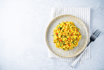 Millet sambar rice in a bowl