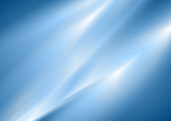 Bright blue smooth blurred stripes abstract tech background. Vector design