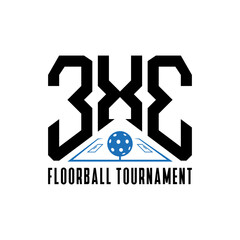 Floorball tournament logo. Tournament Floorball 3x3 players