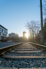 railway in sunset