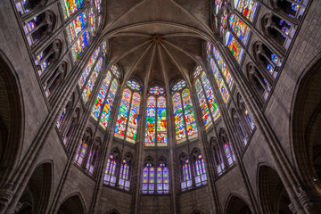 Fototapeta na wymiar PARIS, FRANCE - JUNE 16, 2011: The Stained Glass of Saint Denis cathedral.