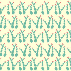 seamless pattern with different cactus. Bright repeated texture with green cacti. Natural background with desert plants