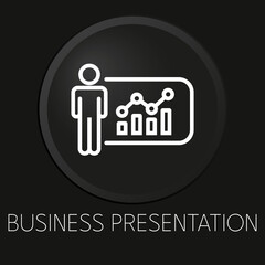 Business presentation minimal vector line icon on 3D button isolated on black background. Premium Vector.