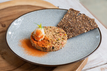 Plant based vegan cuisine. Creative presentation of food