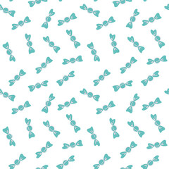 Seamless pattern with candies on white background. Hand drawn vector  illustration with bright wrapped candies for holiday decor, birthday and baby shower parties.
