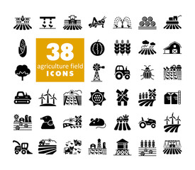 Farm Field vector glyph icon. Agriculture sign