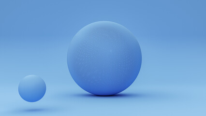 Blue sphere ball isolated on blue background. 3d rendering.