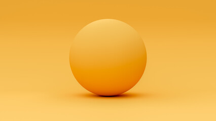 3D render sphere isolated on orange background.