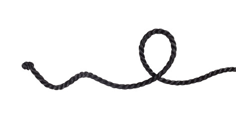Black curled rope isolated