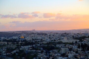 Fototapeta na wymiar sunset over the city of jerusalem