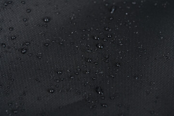 Lotus effect with water drops on black textile