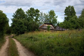 Very old wooden house, countryside and pure nature