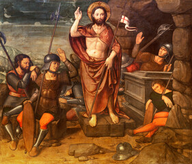 VALENCIA, SPAIN - FEBRUAR 14, 2022: The painting of Resurrection in the Cathedral and St. Peter...