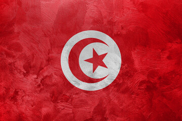 Textured photo of the flag of Tunisia.