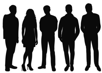 men and women black silhouette isolated vector