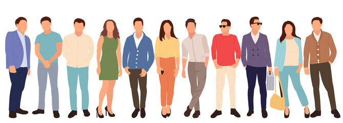 crowd of people flat design, silhouette, isolated, vector