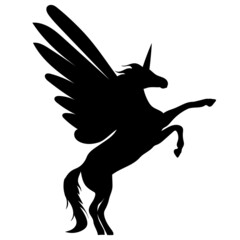 pegasus black silhouette isolated vector