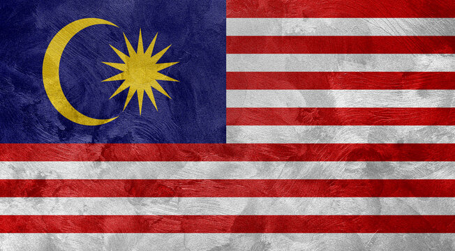 Textured photo of the flag of Malaysia.