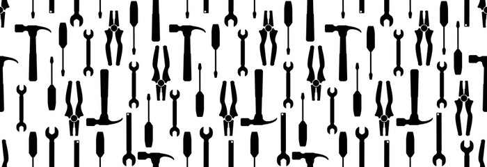 Construction tools, happy labor day. Seamless pattern. 