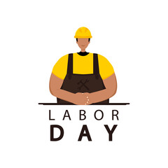 Labor day, a man in a construction helmet. 