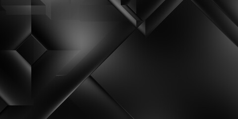 Black 3d geometric background. Trendy luxury minimalist design. Geometrical template. Premium abstract wallpaper with dark elements. Exclusive design for poster, brochure, presentation, website.