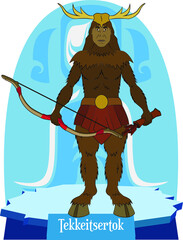 Illustration vector isolated of inuit god, Eskimo mythology, Tekkeitsertok, hunt god, caribou master - obrazy, fototapety, plakaty