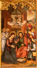 Tuinposter VALENCIA, SPAIN - FEBRUAR 14, 2022: The painting of Nativity in the Cathedral  by Vicente Macip from end of 15. cent. © Renáta Sedmáková