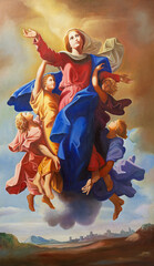 VALENCIA, SPAIN - FEBRUARY 14, 2022: The neo-baroque painting of Assumption church Basilica de la Mare de Deu dels Desamparats by A. Torres. © Renáta Sedmáková