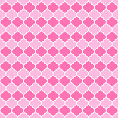 Pink Moroccan pattern with white edge. White border on pink surface.