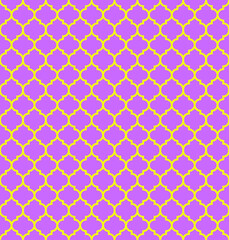 Naklejka premium Purple Moroccan pattern with yellow edge. Yellow border on purple surface.