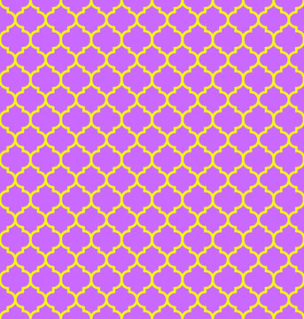 Purple Moroccan pattern with yellow edge. Yellow border on purple surface.