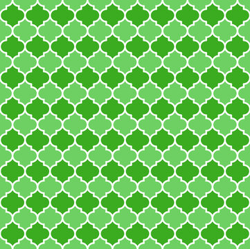 Green Moroccan pattern with white edge. White border on green surface.