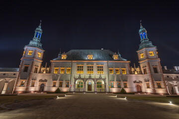 The Palace of the Krakow Bishops in Kielce at night - 495011394
