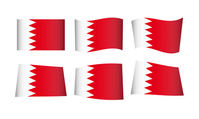 Bahrain Flag Set Bahrainian Flags National Symbol Banner Icon Vector Stickers Arabic Arab Asia Middle City Wave Country State Wavy Realistic Independence Culture Nation Republic Kingdom Every All Flag