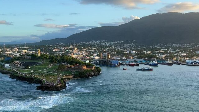An aerial view of the at the port in Puerto Plata, Dominican Republic.