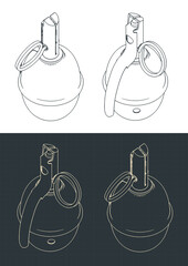Hand grenade isometric drawings