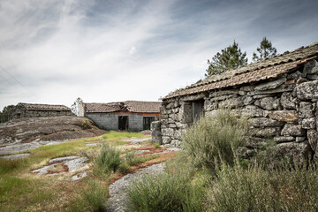 Fototapeta na wymiar old rustic houses at Póvoa de Calde (Calde), district of Viseu, Portugal