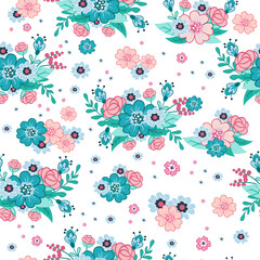 Decorative abstract flowers print seamless floral pattern